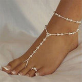faux pearl bohemian ankle bracelet