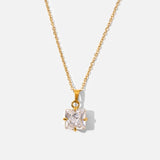 18k real gold plated zircon square pendant necklace