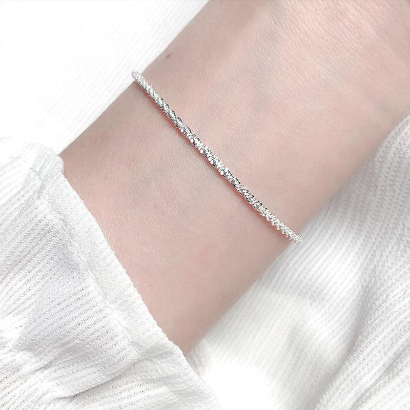 thin silver shiny chains anklet