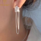 long chain bohemian tassel lava studs earrings