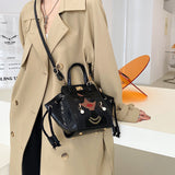 satchel printed quilted leather handbag