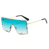 alloy full rivet hollow out square sunglasses