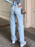 loose fit ripped wide leg jean