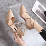 pointed toe suede square high heel