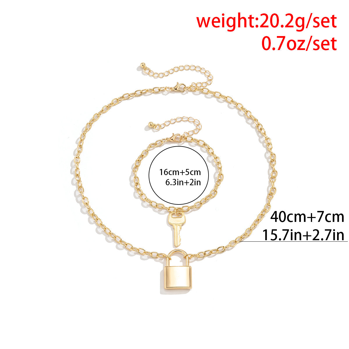 lock key pendant necklaces bracelets sets
