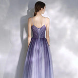 gradient purple shiny starry evening dress