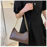 croc leather chain satchel handbag