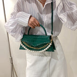 pu leather chain beads flap bags