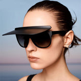 retro flip and brim sun protection sunglasses