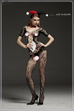 geometric fishnet perspective lace open crotch full body stockings