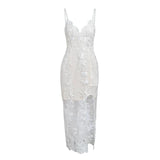 see through floral mesh embroidery high split party dress