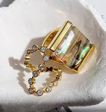 luxury big colorful shell geometric square statement ring