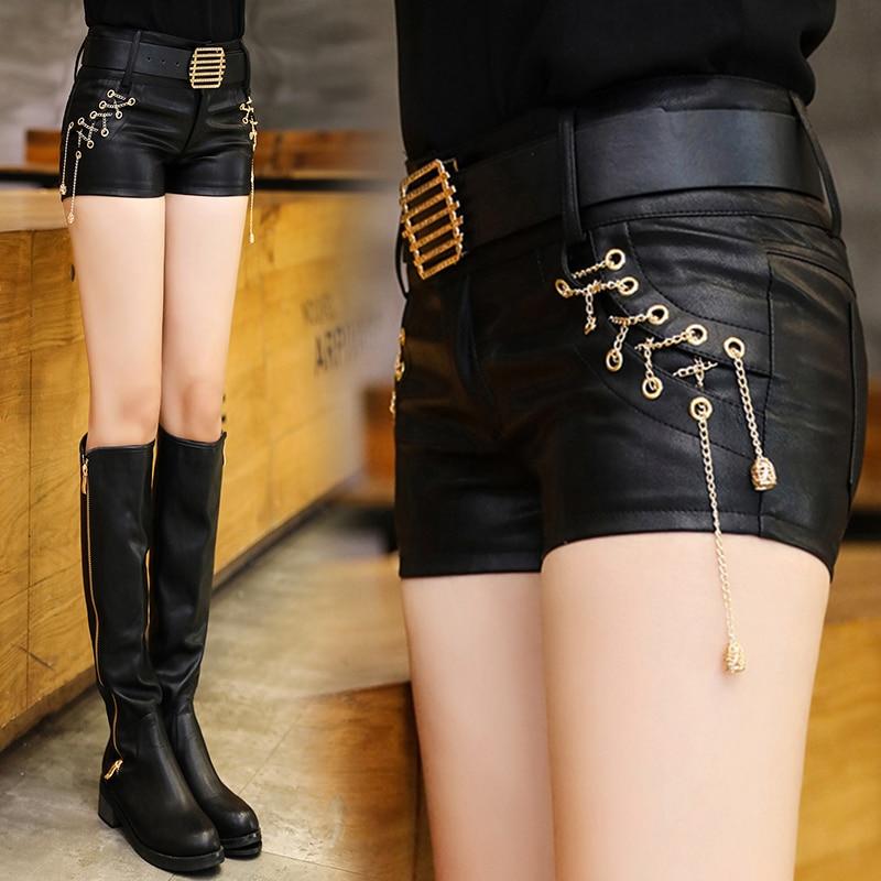 solid pu leather lace up tassel mid waist mini shorts