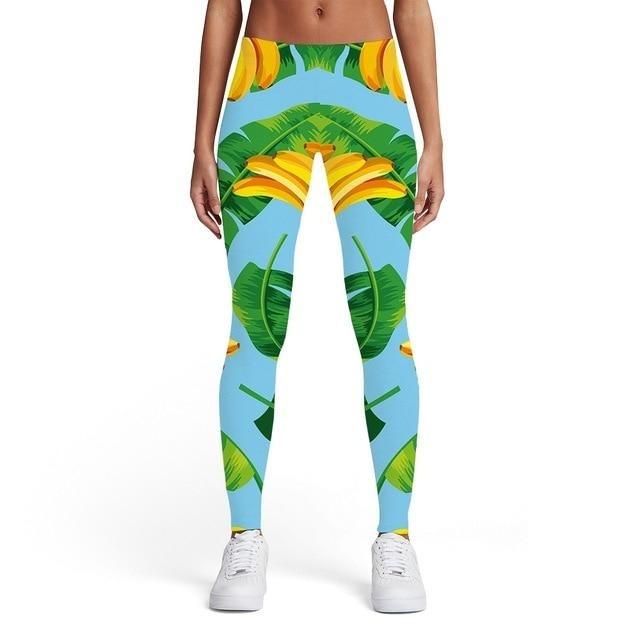 colorful graphic print mid waist spandex leggings