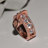 vintage cubic zirconia filled in tension setting geometric cocktail ring