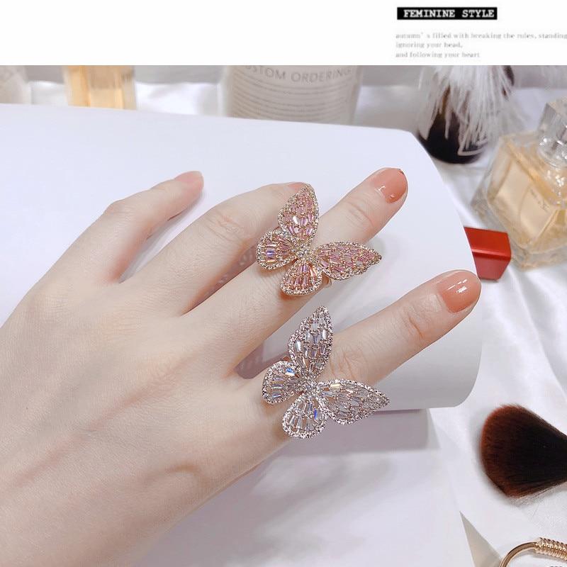luxury rhinestone crystals in butterfly design statement ring