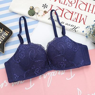 lace floral wireless front closure adjusted push up bra