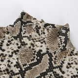vintage snakeskin print turtleneck long sleeve mini bodycon dress
