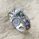 vintage cubic zirconia filled in tension setting geometric cocktail ring